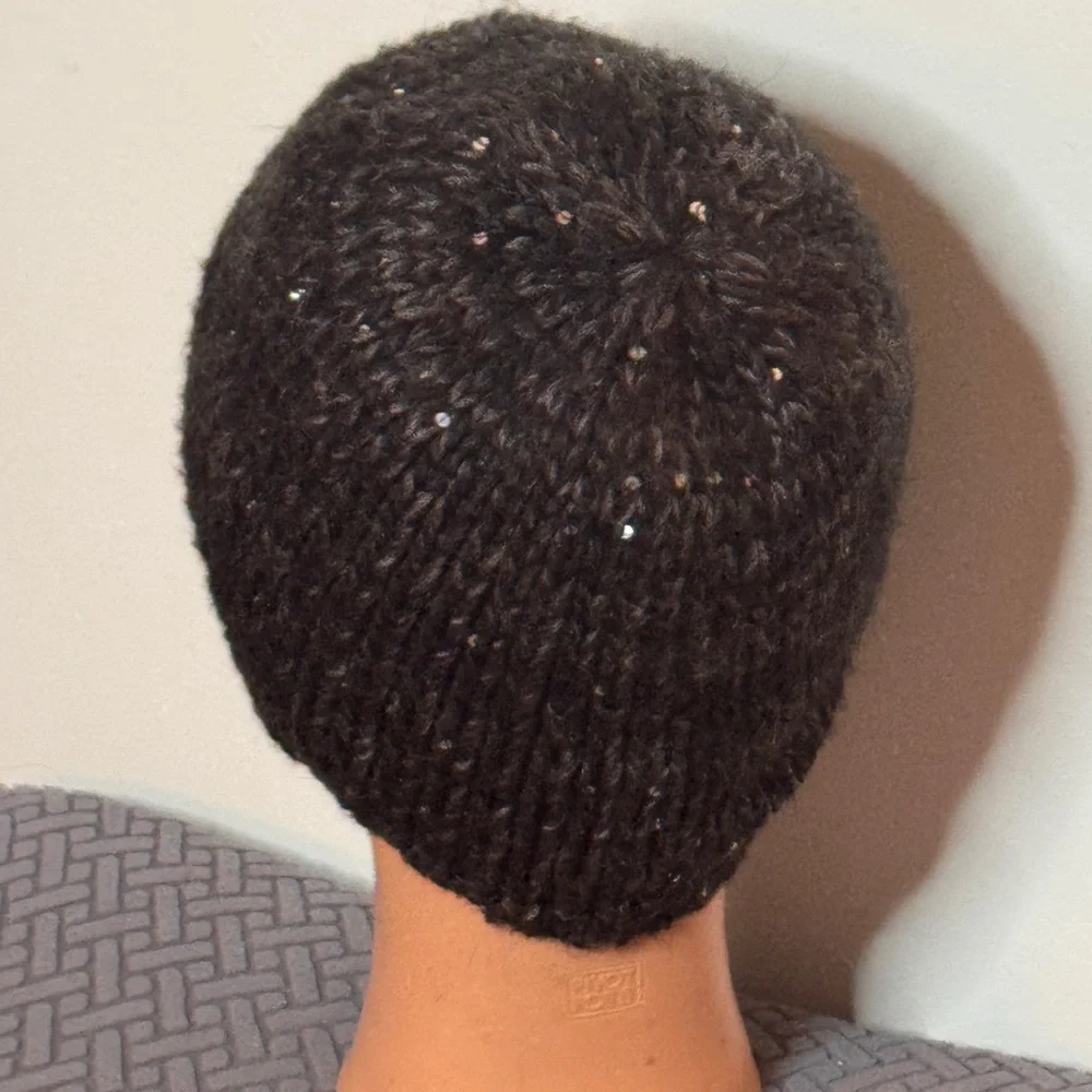 Old Navy Black with Silver Sparklers Knit Beanie